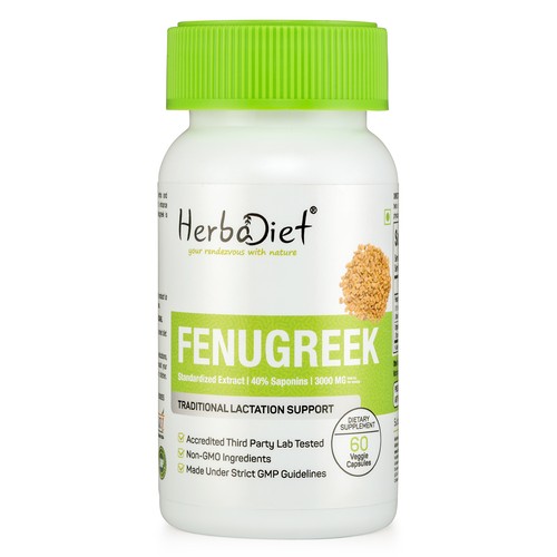 Fenugreek Capsules (3000 mg eq) 15:1 Extract 400mg Breast Milk Libido Supplement - 第 1/4 張圖片