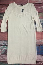 The Limited White Long Sleeve Long Sweater Knit Dress Women Size Medium NEW *