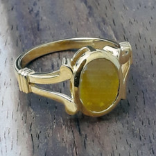 Natural Yellow Sapphire Ring 22k Over Gold Astrological Birthstone Ring for her