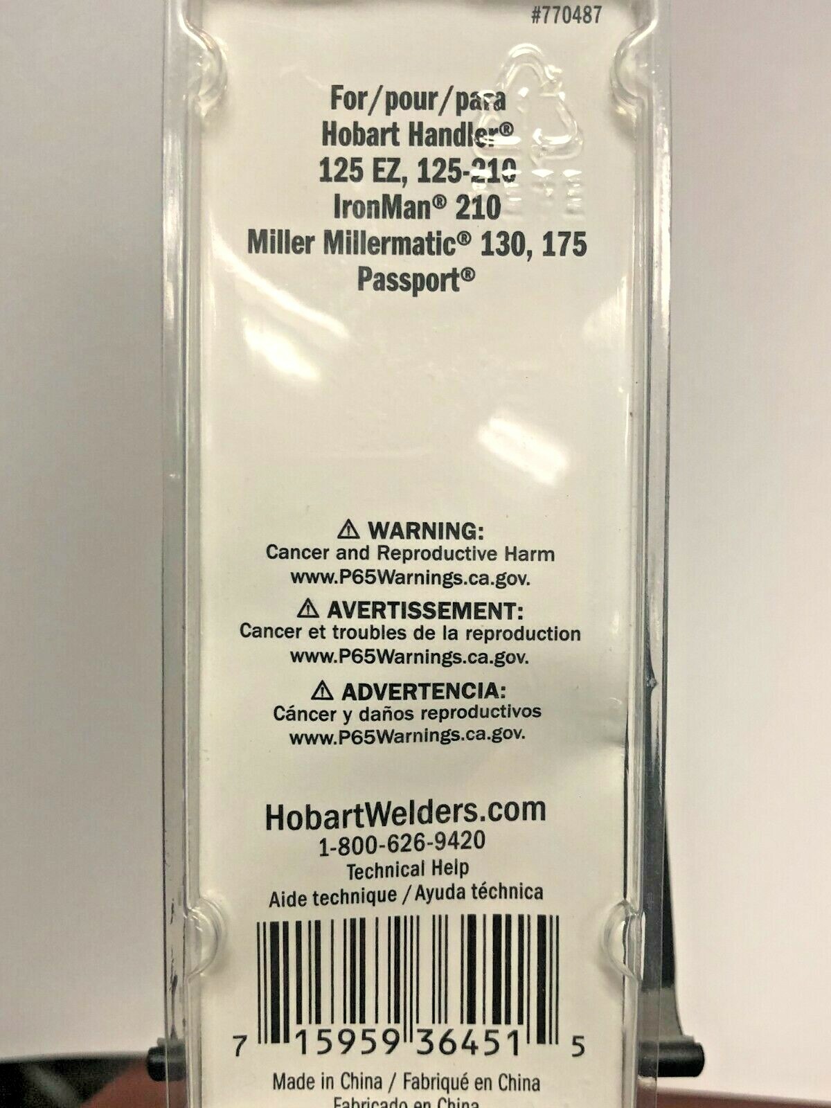 Wire Welder, Flux Cored Nozzle, Miller/Hobart Welding, Part 770487New