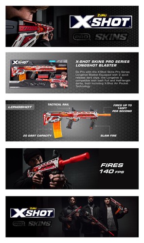 40 Darts X-Shot Skins Pro Series Long Shot Sinister XS-36600 - Kids Outdoor Game - Picture 6 of 6