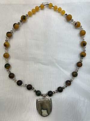 Handmade + Knotting Unique 24  Statement Necklace with 925 Silver. One of a Kind