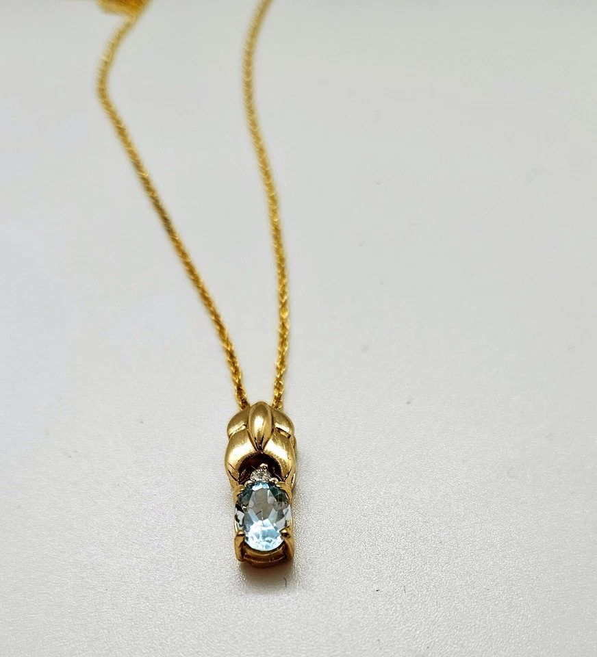 Beautiful Aquamarine and gold necklace 17 11/16" Marked "925" - Image 3 of 4
