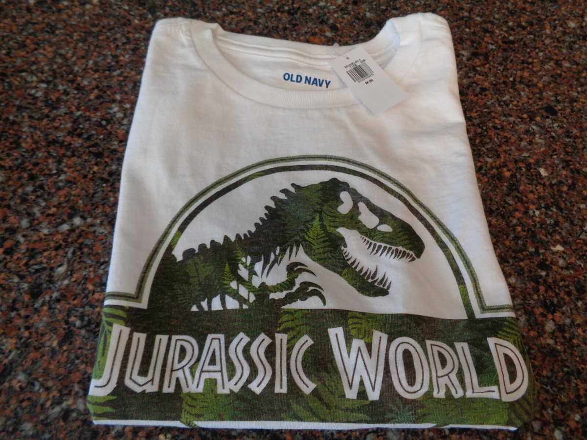Old Navy Jurassic World 🦖 Youth Medium SS T-Shirt White Dinosaur