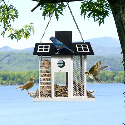 Solar Bird Feeders House for Outside Hanging,Metal Wild Bird Feeder for Outdoor - Picture 9 of 11