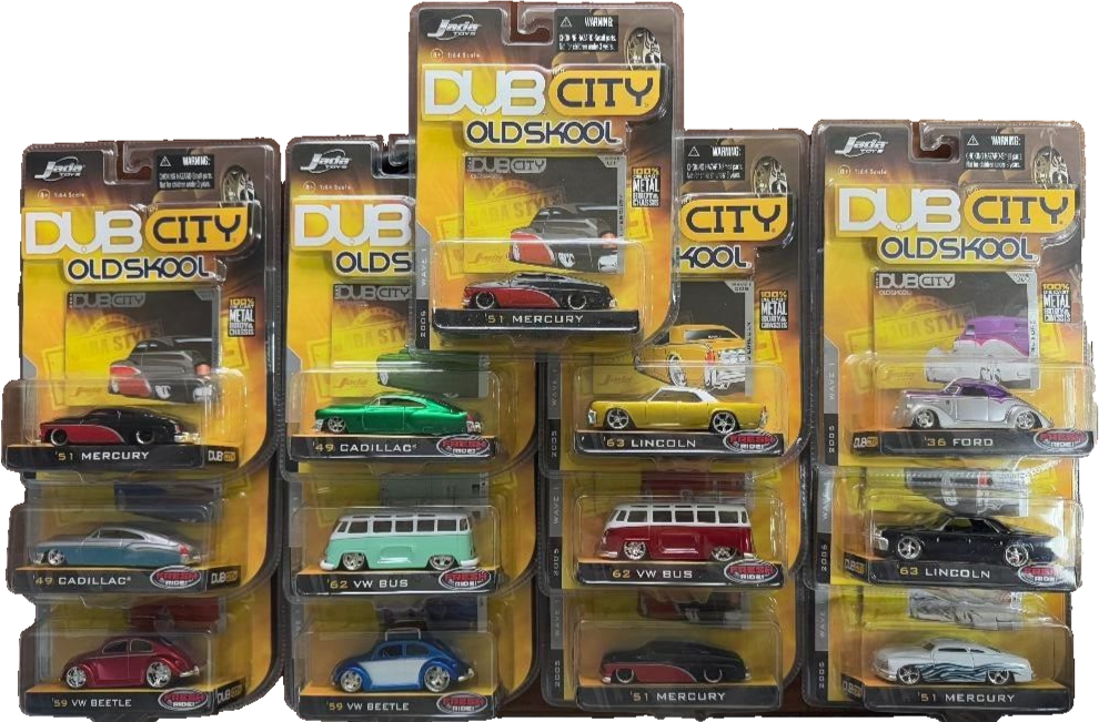 JADA DUB CITY OLD SKOOL FORD VW MERCURY SET OF 13 PCS 1/64 DIECAST MODEL 12037