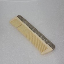 Vintage Silver Plated Vanity Hair Comb Missing Tooth