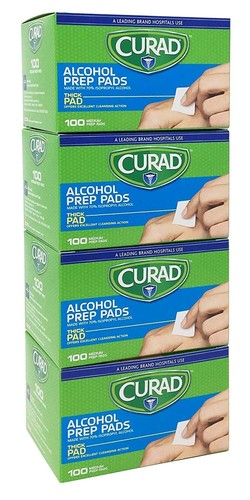 Paquete de 4 cajas de almohadillas de preparación de alcohol CURAD | 400 piezas de alcohol isopropilo mediano... - Imagen 3 de 5