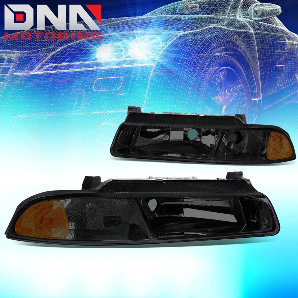 ДЛЯ 1995-2000 CHRYSLER CIRRUS ФАРЫ ГОЛОВНОГО СВЕТА ЛАМПА С КОМПЛЕКТОМ СВЕТОДИОДОВ ТОНКИЙ СТИЛЬ КОПЧЕНЫЙ - Изображение 2 из 4