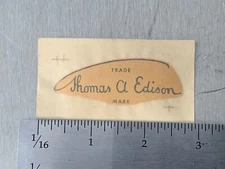 Thomas A. EDISON  Decal PHONOGRAPH Made in U.S.A.
