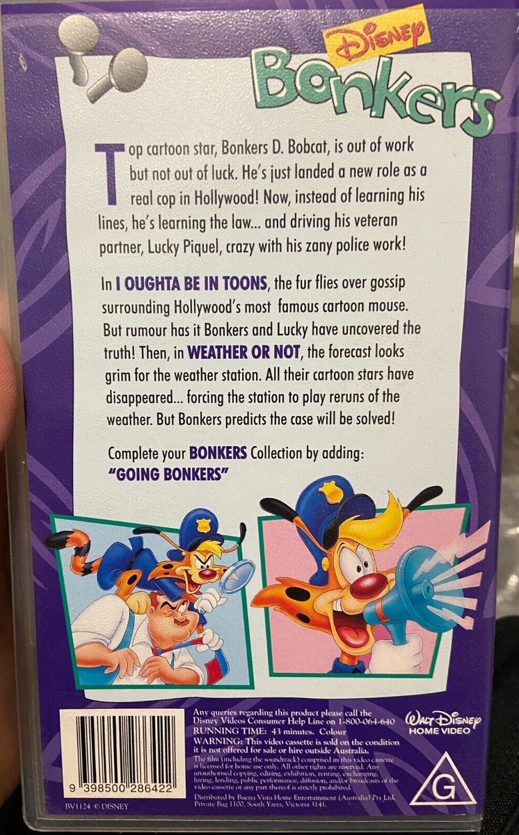 Bonkers Volume 2 - I Oughta Be In Toons VHS VIDEO TAPE (Disney