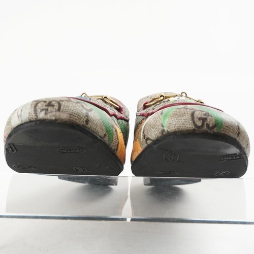 GUCCI Horsebit GG Logo Princetown Slippers Flat Shoes size 37.5 Multicolor - Picture 15 of 24