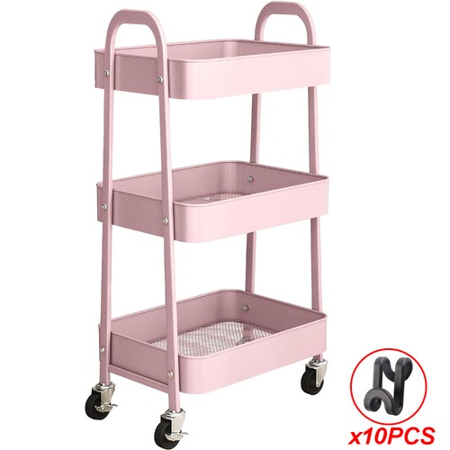 3 Tier Metal Multipurpose Wheeled Storage Tray Carts - 3 Colours Available - Picture 20 of 21