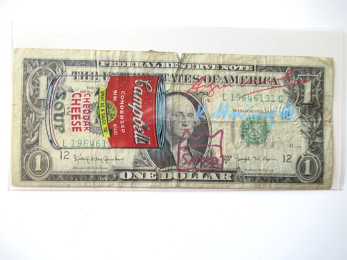WARHOL/HARING/BASQUIAT: "CHEDDAR CHEESE" Echter US$ DOLLAR signiert + skizziert - Bild 2 von 6