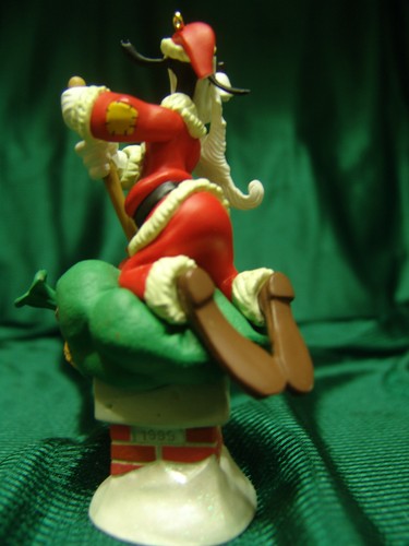 HALLMARK ORNAMENTO NATALIZIO GOOFY BABBO NATALE SACCO TUFFO GIÙ PER IL CAMINO 1999 - Foto 4 di 5