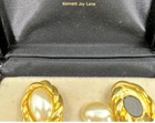 Vintage KJL Signed 5 Pairs Exchangeable Oval Shape Goldtone Clip on Earrings #35 — photo 5