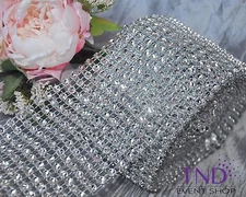 4”x1-10 YDS EXTRA LARGE DIAMOND RHINESTONE CRYSTAL MESH WRAP ROLL BLING RIBBON