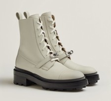 Authentic Hermes Funk Combat Boots Size 36.5 Beige Brand New In Box