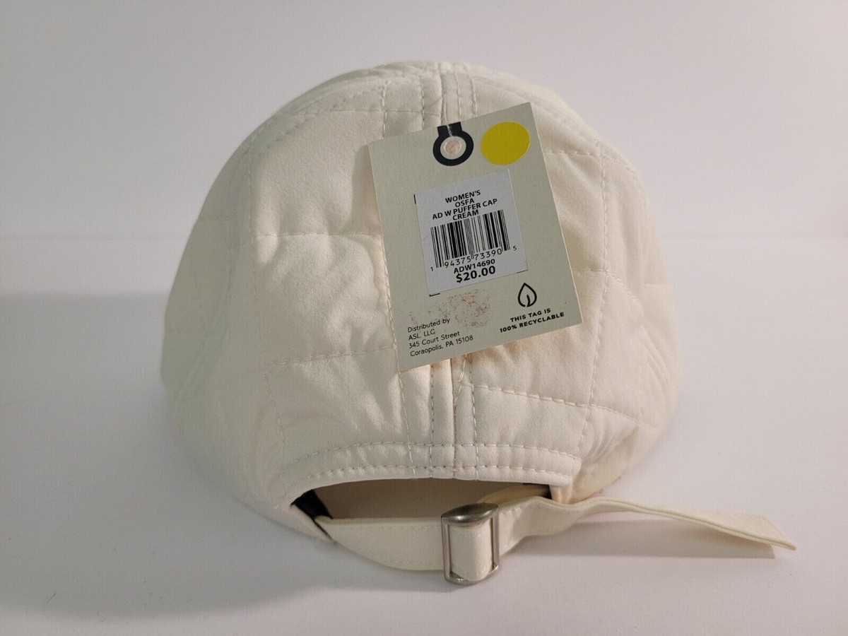 Alpine Hat Womens Strapback White Cream Quilted Puffer Adjustable