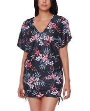 BAR III Black Multi Tropical Escape Floral-Print Swim Cover-up, US Small, NWOT