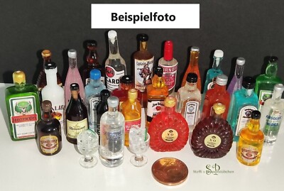 Spirituosen, Cognac, Vodka, Gin, Whisky - Miniatur Puppenhaus, Puppenstube 1:12