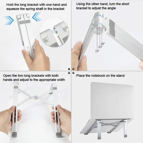 Adjustable Laptop Stand Aluminium Alloy Notebook Laptop Holder Cooling Bracket - Afbeelding 4 van 7