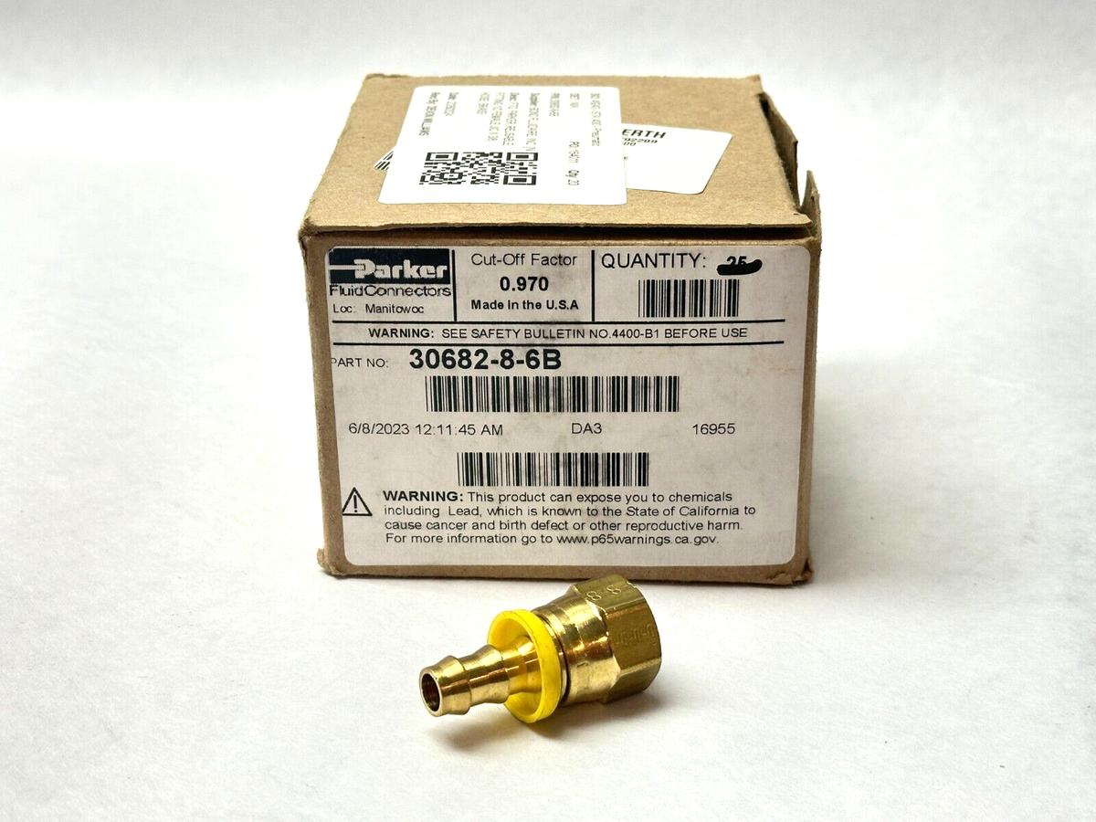 Parker 30682-8-6B Push On Hydraulic Hose Fitting 1/2