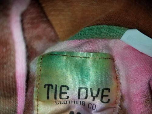 YOUTH Kid Size Paw Print Dog Ying Yang Tie Dye Zip Hoodie Sweatshirt Blue Pink - Picture 6 of 11