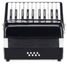 Accordeon Concertina Enfants Debutants 8 Basse 22 Touches Poche Sangles Set Noir