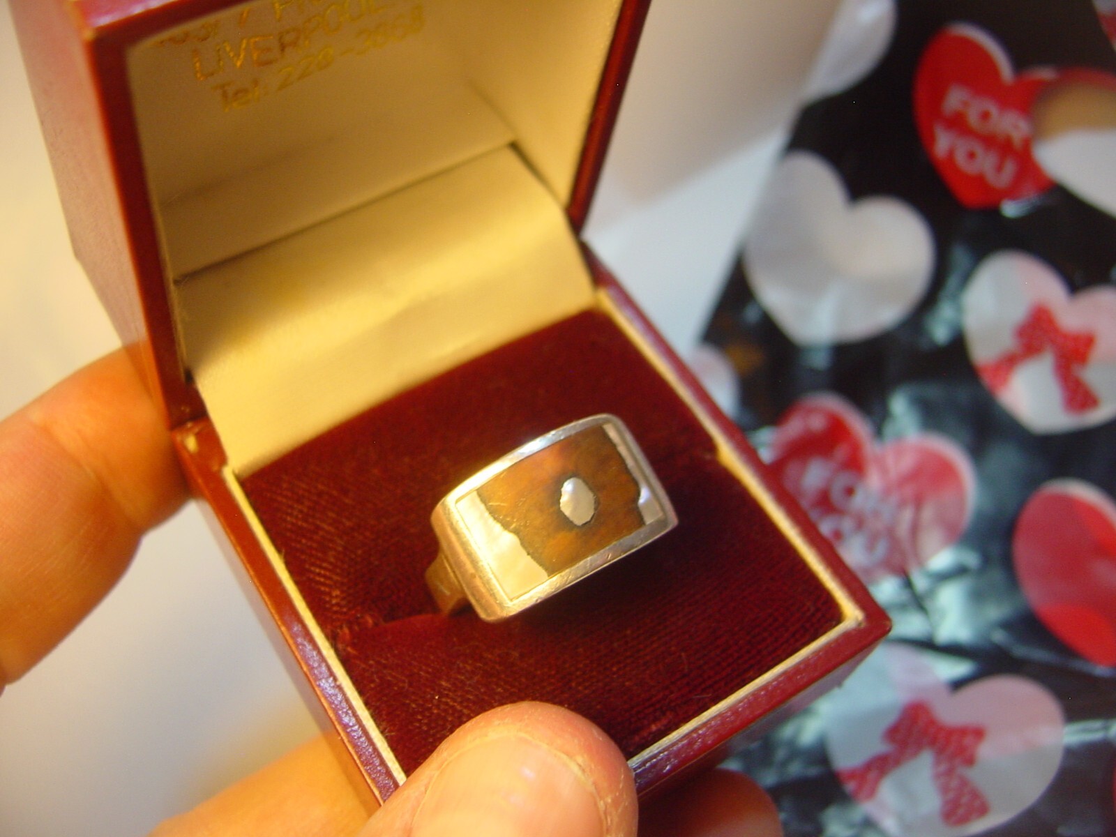 Vintage Solid Silver Ring -SUPERB Unique Brown & … - image 7