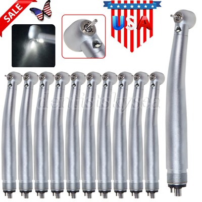 1-10Pcs Dental LED Fiber Optic E-generator High Speed Handpiece 3Way 4Holes UDM
