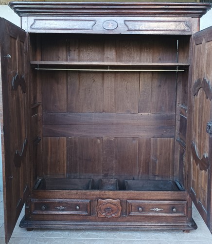 Armoire Louis XIV en chêne massif époque 18ème - Afbeelding 14 van 23