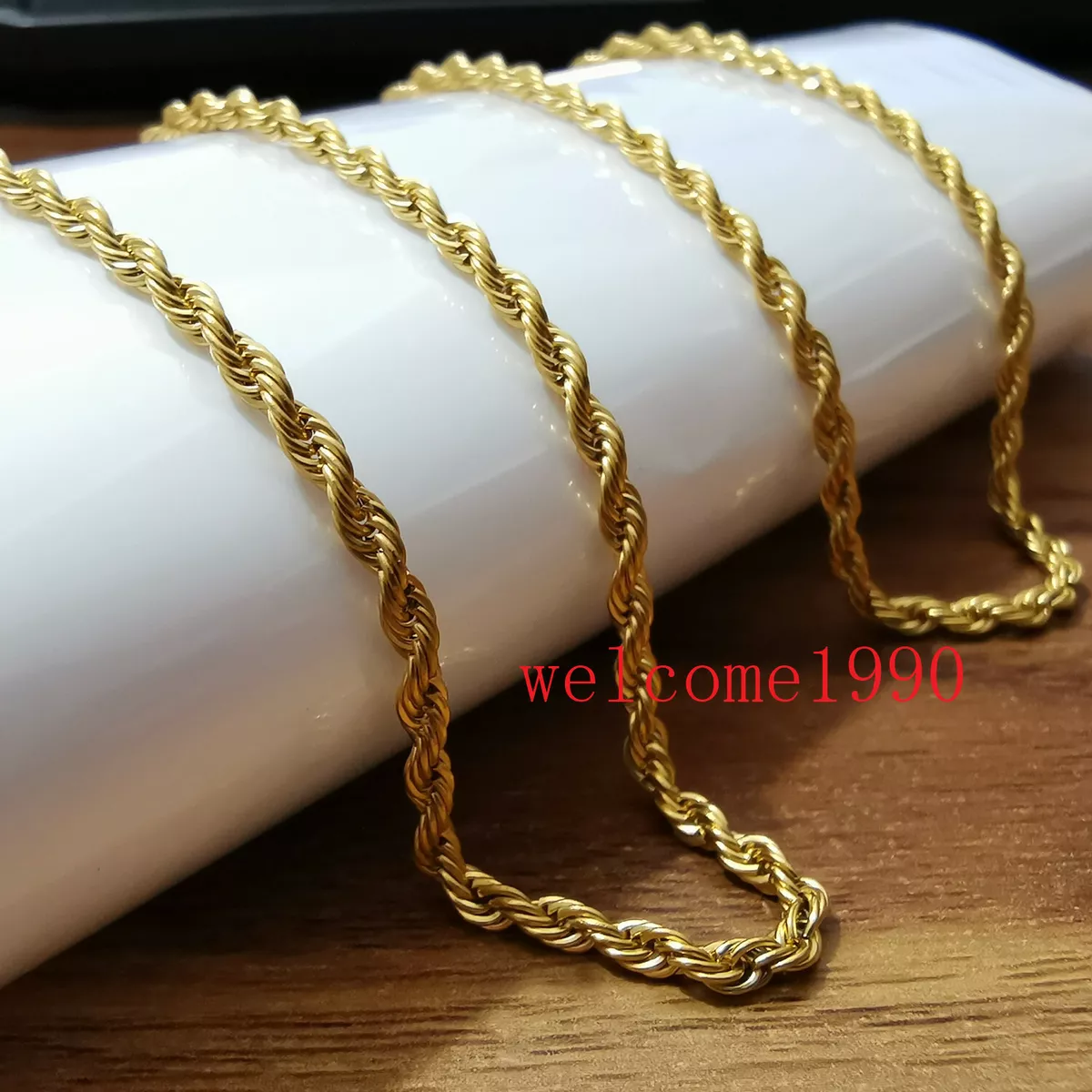 Mens thin gold rope deals chain