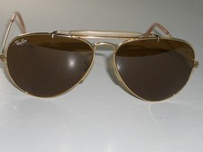 58 14 VINTAGE BAUSCH  LOMB RAY-BAN B15 BROWN OUTDOORSMAN AVIATOR SUNGLASSES