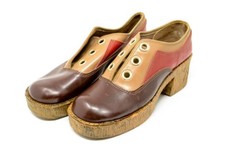 Authentic 1970s Platform Disco Shoes Leather Unisex Multicolored Glam Heels