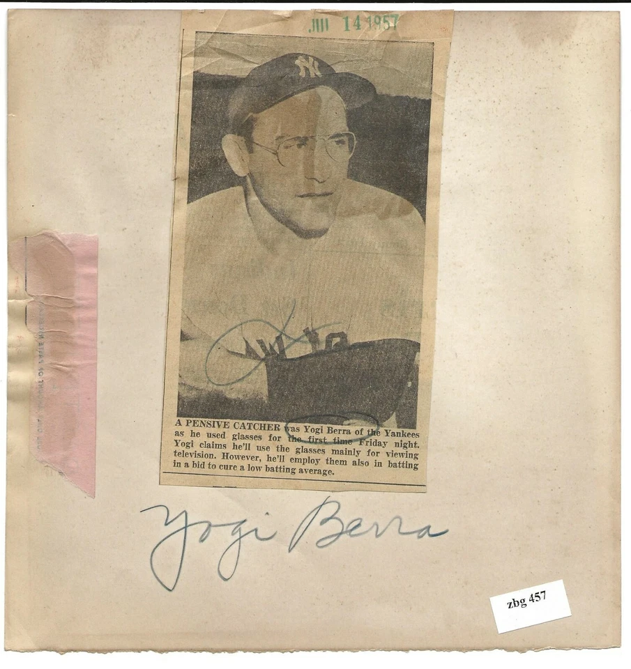 Foto de prensa original 1957 tipo 1 de los Yankees de Nueva York Salón de la fama Yogi BERRA Foto 2 de 2