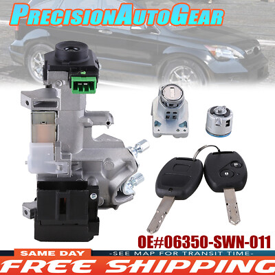 Set of 5 For 2007-2011 Honda CRV CR-V Ignition Switch Cylinder Lock Trans+2 Keys
