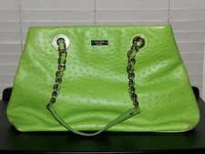 KATE SPADE GREEN OSTRICH LEATHER Victoria Falls Maryanne Tote Handbag 