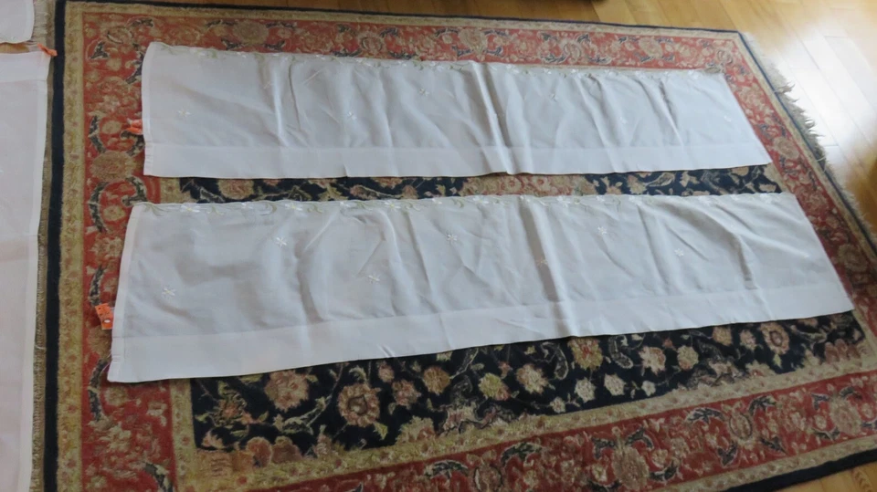 Juego de 2 cortinas de cenefa bordadas margarita casa de campo en mal estado cabaña elegante Foto 2 de 4