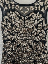 Gold And Black Sequin Evening Gown Dress Size M Medium 1920s Gala Holiday Party