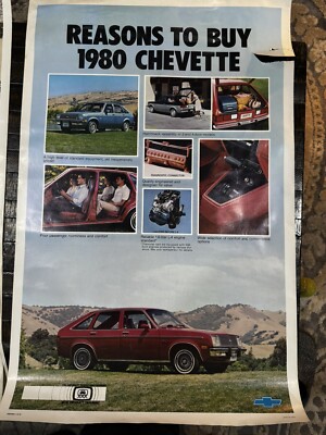 VTG 1979 Chevrolet Dealership Showroom Poster 1980 Chevette 36  X 23 