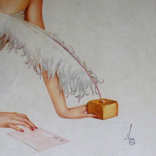 Original 1943 Anuario Vargas Calendario Enmarcado Impresión - Marzo - Imagen 4 de 4