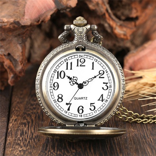 Steampunk Jäger Design Quarz Taschenuhr Halskette Kette Geschenke für Männer Frauen - Bild 2 von 8