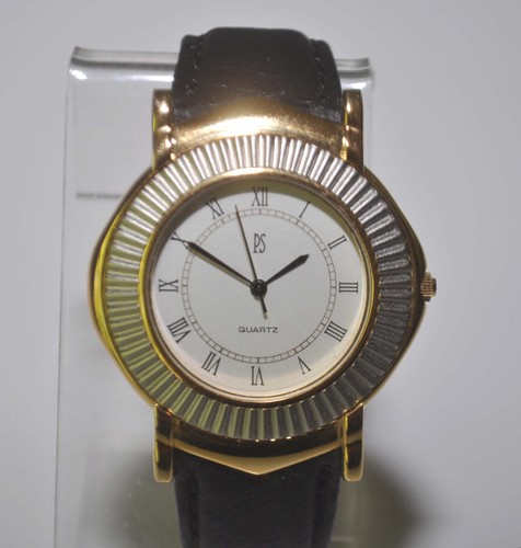 PS Paul Sebastian Men's 38mm White Dial Roman Numerals Dress Watch Black Leather - Picture 2 of 4
