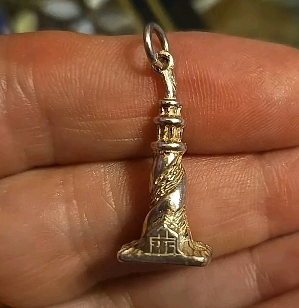 Sterling Silver Charm Solid Lighthouse W/ Cottage… - image 6