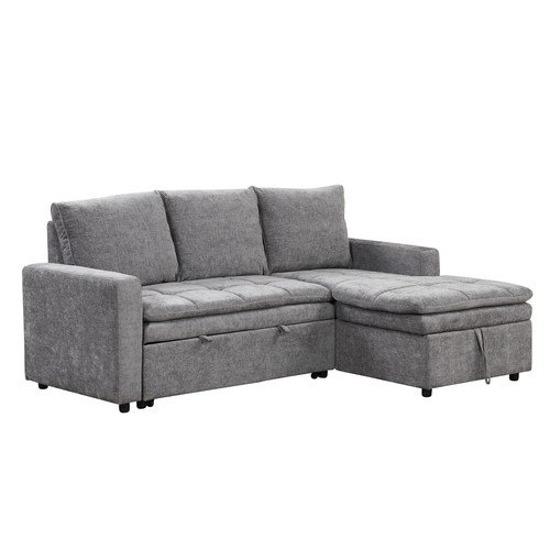 U_STYLE Soft Upholstered Sectional Sofa Bed with Storage Space, Suitable for Li - Picture 7 of 12