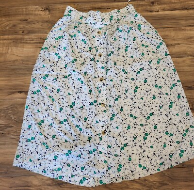 Vintage, ladies Loretta Bloom skirt 12, Made in Ireland, floral, button down