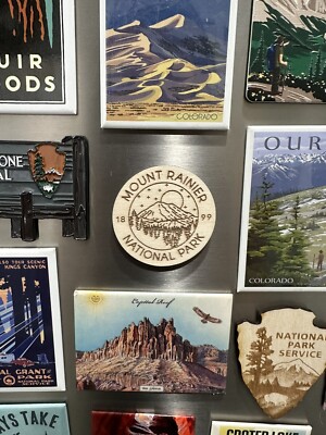 Mount Rainier National Park Souvenir Gift Fridge Wood Magnet NPS gift