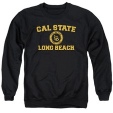 Long Beach State Adult Crewneck Sweatshirt Circle Logo, Black, S-3XL