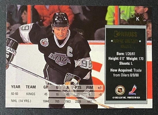 WAYNE GRETZKY Donruss Impresión Especial Lámina Dorada Inserto GRATIS ULTRA PRO ONE TOUCH Foto 3 de 3